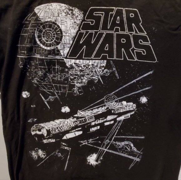 STAR WARS Return of the Jedi Medium Death Star Attack T-shirt black Falcon - Picture 3 of 4